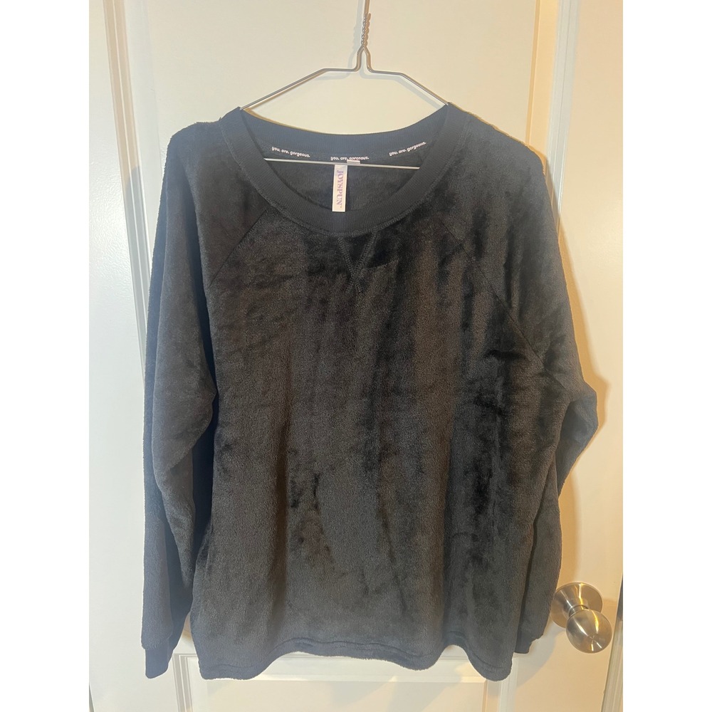 Joyspun Womens Sweatshirt Plush Fleece Black XL